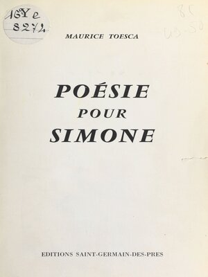 cover image of Poésie pour Simone